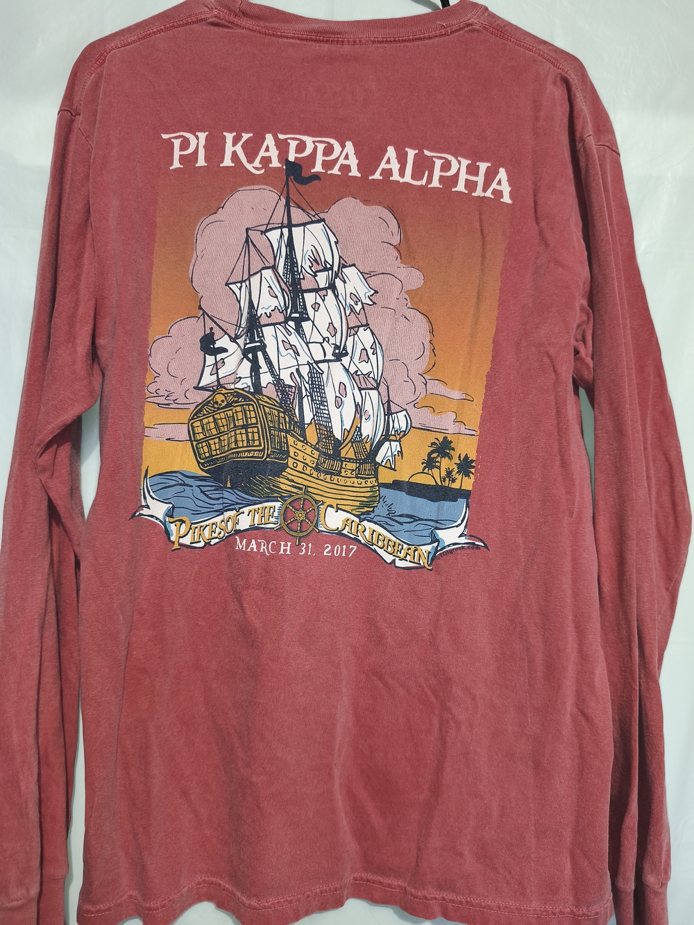 Comfort Colors Washed Coral Long Sleeve Tee with Pocket